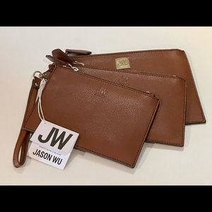 Jason Wu Cognac Leather Wallet/Clutch Trio